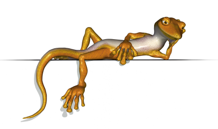 cartoon lizard reclining resting head on hand like a human