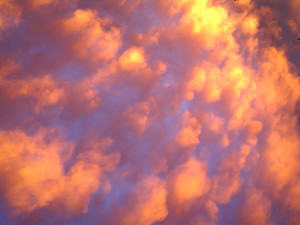 pink and orange clouds at sunset