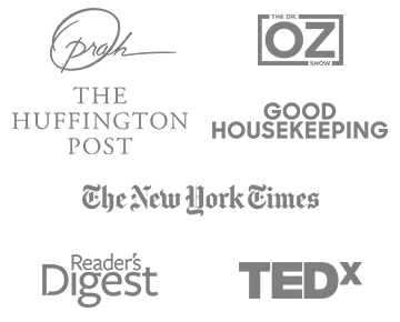Group of logos: Oprah, The Dr. Oz Show, The Huffington Post, Good Housekeeping, The New York Times, Reader's Digest, Ted X
